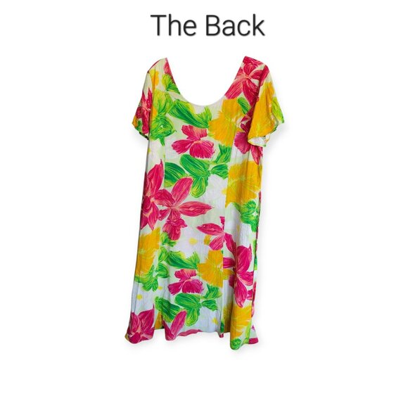 90s Jams World Vintage Hawaiian Floral Dress L - Picture 5 of 13